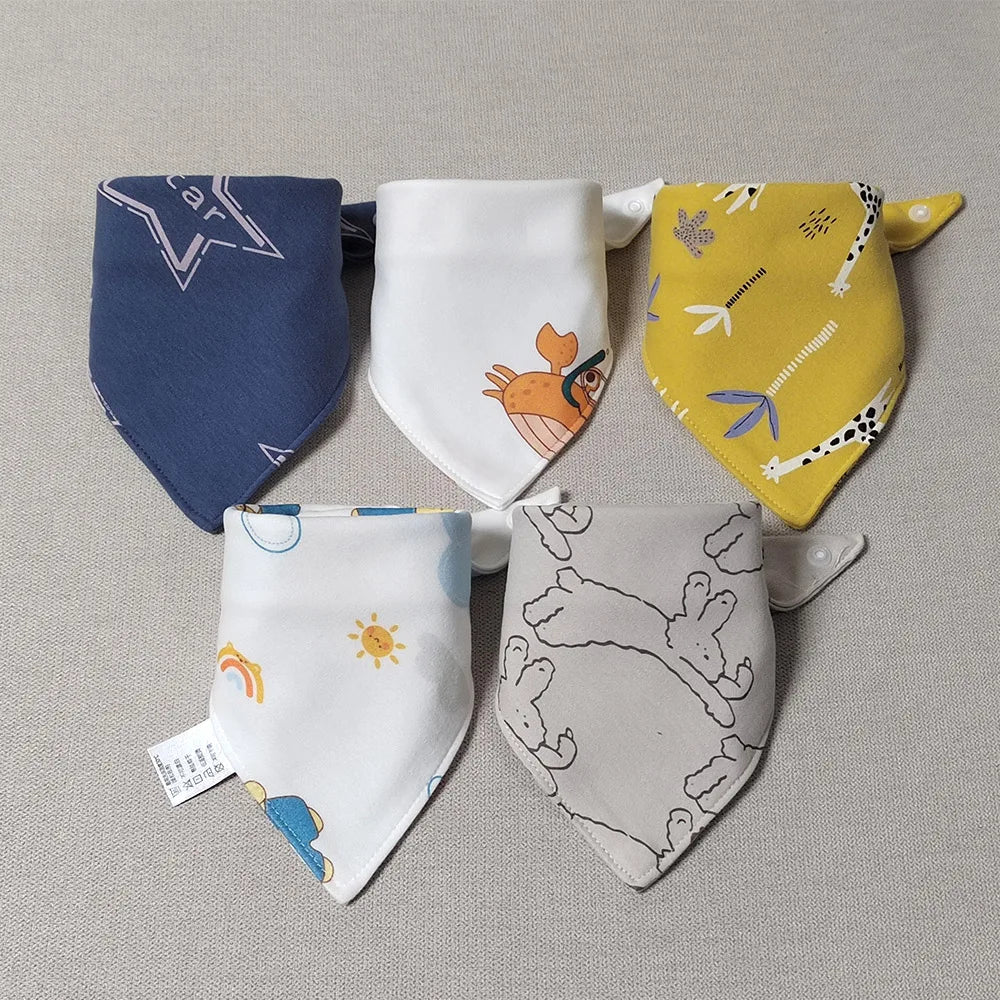 Baby Bandana Drool Bibs For Unisex Boys Girls 5 Pieces Baby Feeding Burp Cloth Cotton Saliva Towel Drool Bib Newborn Accessories