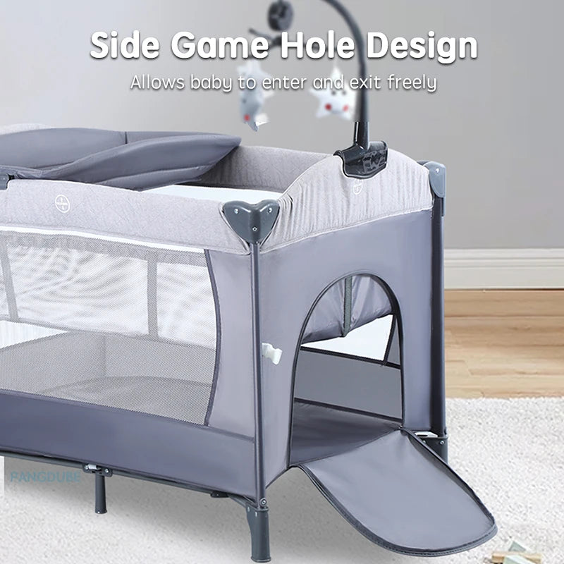 PANGDUBE Multifunctional Baby Crib 0 to 3 Years Old Newborn  Baby Bed 104*76cm Cribs with Changing Table,Playpen,Co-sleeping Bed