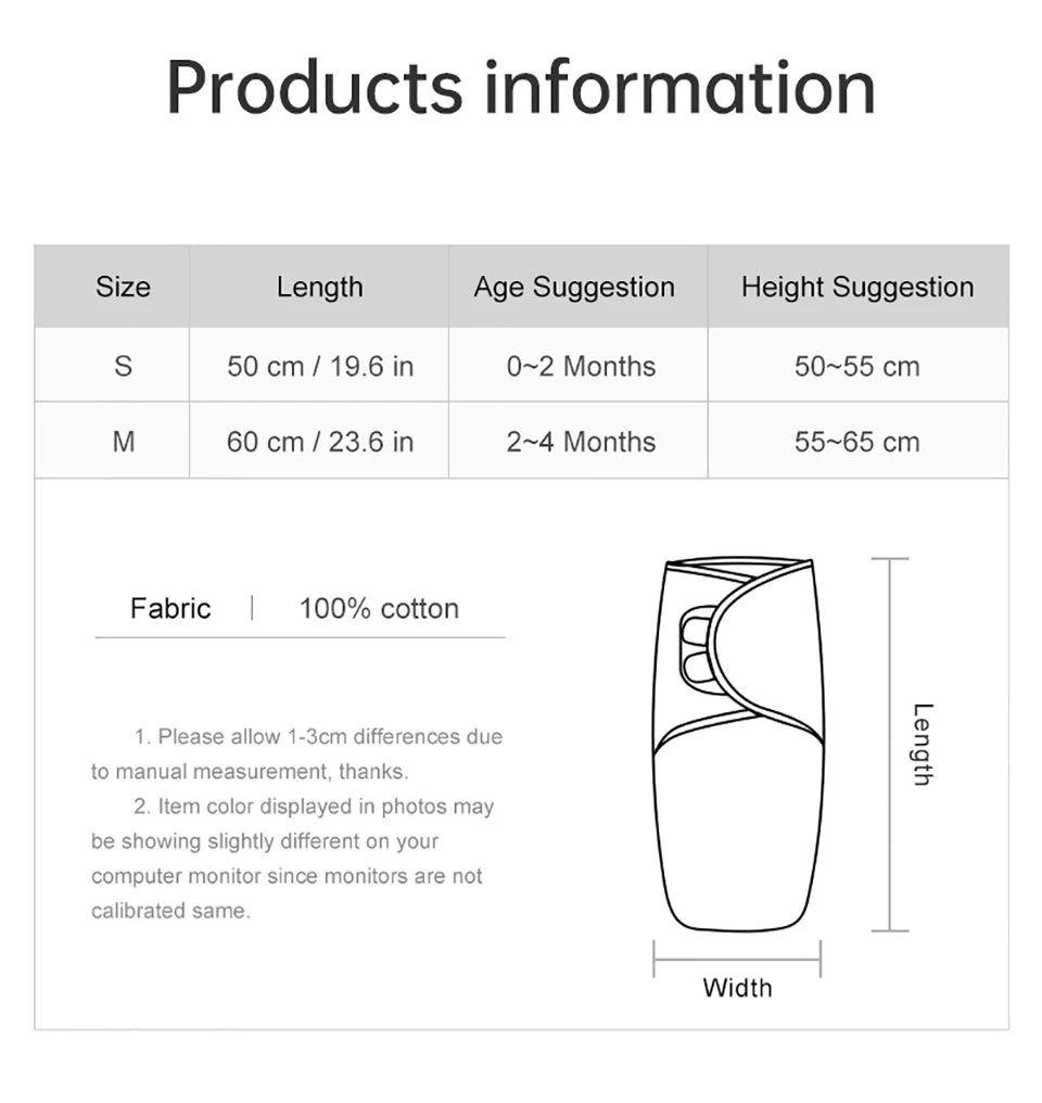 Newborn Baby Sleeping Bag Summer Thin Baby Swaddle Wrapping Cartoon Elephant Sleepsack 0-6 Months Girls Boys Blanket 0.5 TOG