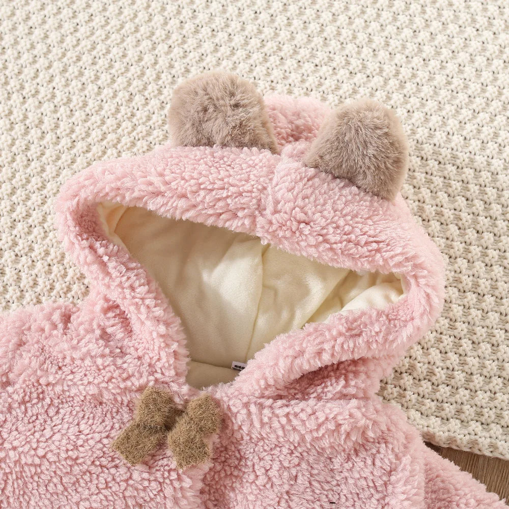 Winter Cute Baby Coat Children'S Artificial Fur Wool Hooded Cartoon Clothing Children'S Warm Solid Color Teddy Bear Sweater