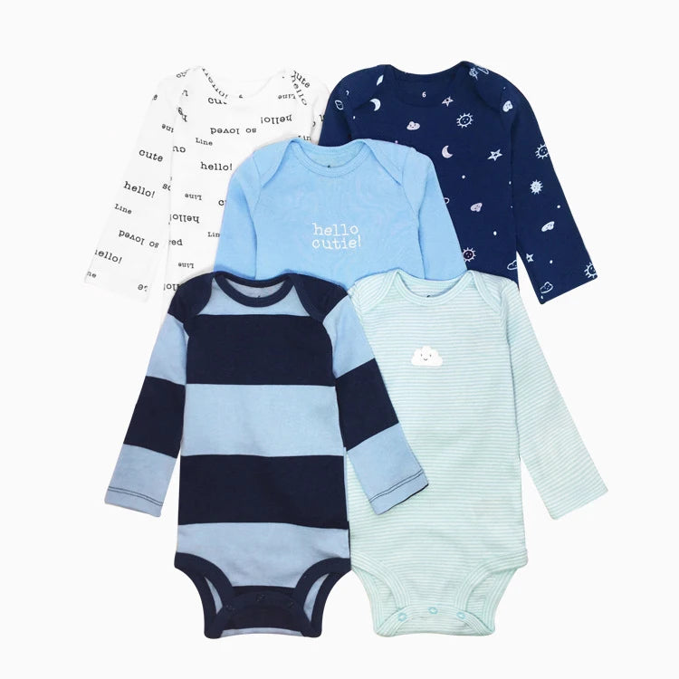 IYEAL 5PCS/lot Baby Boys Clothing Girls Bodysuits Long Sleeve 100% Cotton Baby Clothes 0-24 Months Newborn Body Bebe Jumpsuit