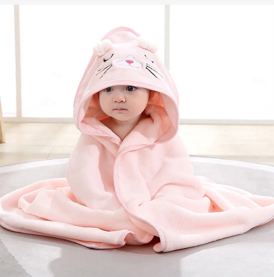 Children Cartoon Animal Bath Towel Soft Newborn Hooded Towel Blanket Toddler Bathrobe Warmth  Sleeping Swaddle Wrap