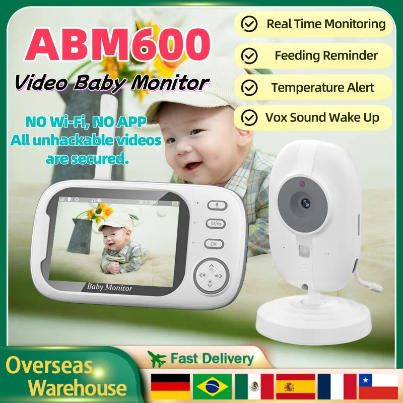 ABM600 Baby Monitor 3.5 Inch Baby Monitor Camera LCD 2.4G Mother Kid Two-way Audio Babysitter Surveillance Camera Video Radio