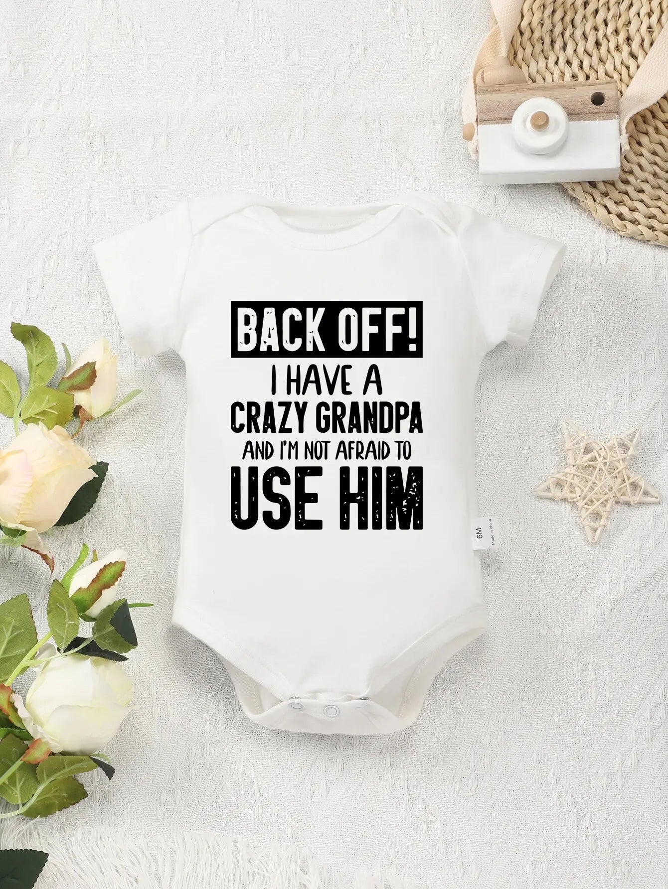 I Have a Crazy Grandpa Funny Newborn Boy Clothes Fine Print 100% Cotton Infant Onesies Cozy Skin-friendly Baby Romper Pajamas