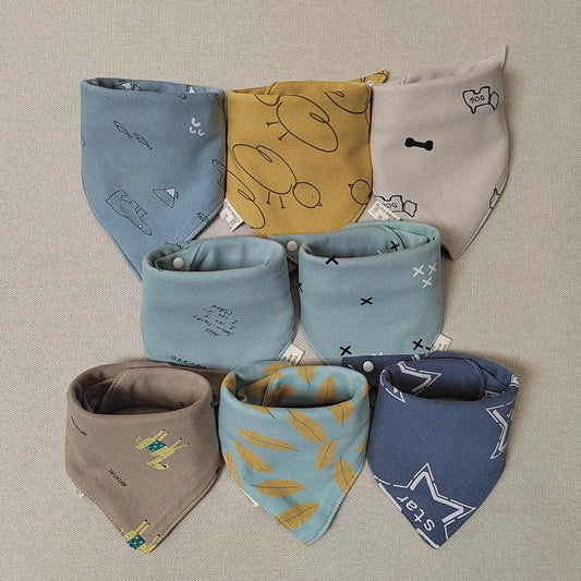 8 Pieces Baby Bibs Bandana Triangle Cotton Soft Infant Feeding Burp Cloth Newborn Teething Slaiva Towel Boy Girl Accessories