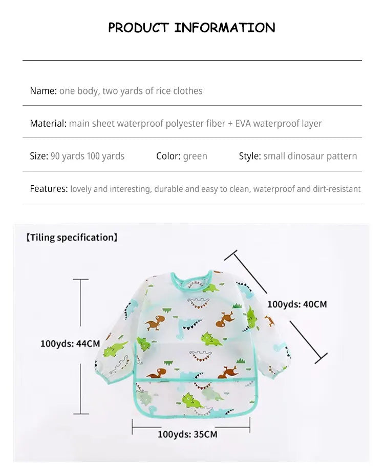 1 PCS Cute Bibs Baby Waterproof Long Sleeve Apron