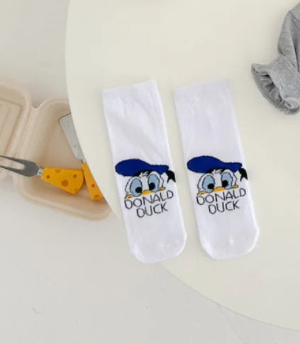 Spring Newborn Baby Rompers Socks Set Cartoon Mickey Mouse Donald Boy Girl Jumpsuit Infant Costumes Cotton Long Sleeve Bodysuits