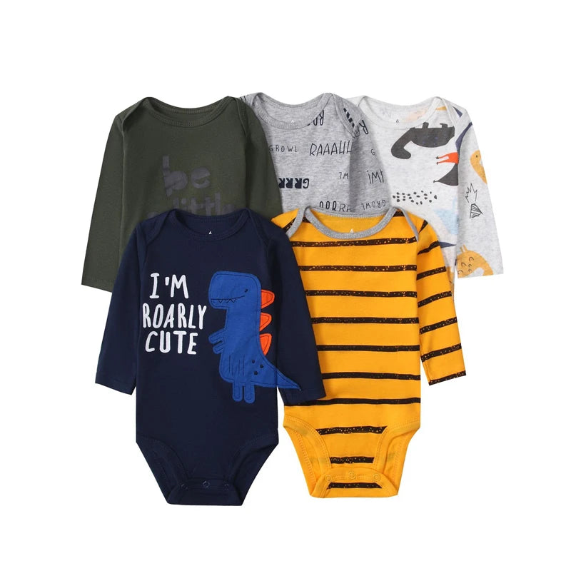 IYEAL Baby Boys Girls Bodysuits 5PCS/lot Long Sleeve 100% Cotton Babies Clothes 0-24 Months Newborn Body Bebe Jumpsuit Clothing