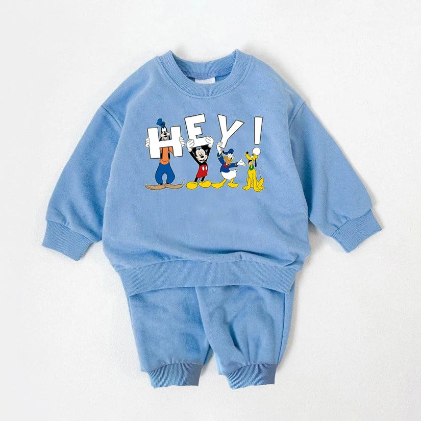 Mickey 2Pcs Baby Boy Clothes Set Disney Casual Long Sleeve Sweatshirts Outfits For Child Spring Autumn Toddler Kids Clothes