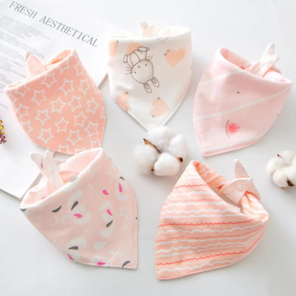 5 Pieces Baby Bandana Bibs Cotton Triangle Soft Saliva Towel Kids Feeding Burp Cloth Baby Boy Girl Newborn Stuff