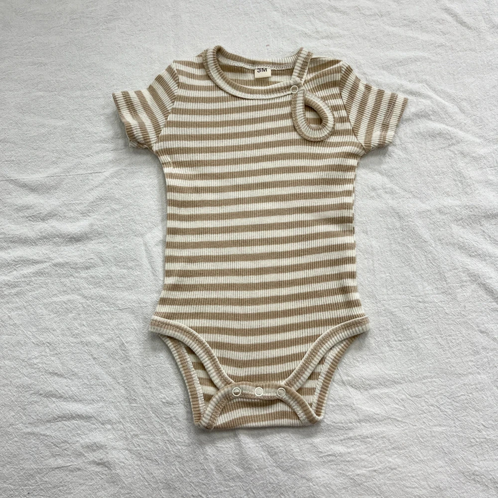 Newborns Onesies Summer Baby Bodysuits Round Necks Solid Color Tights Comfortable Cute Romper Clothing 3-12M