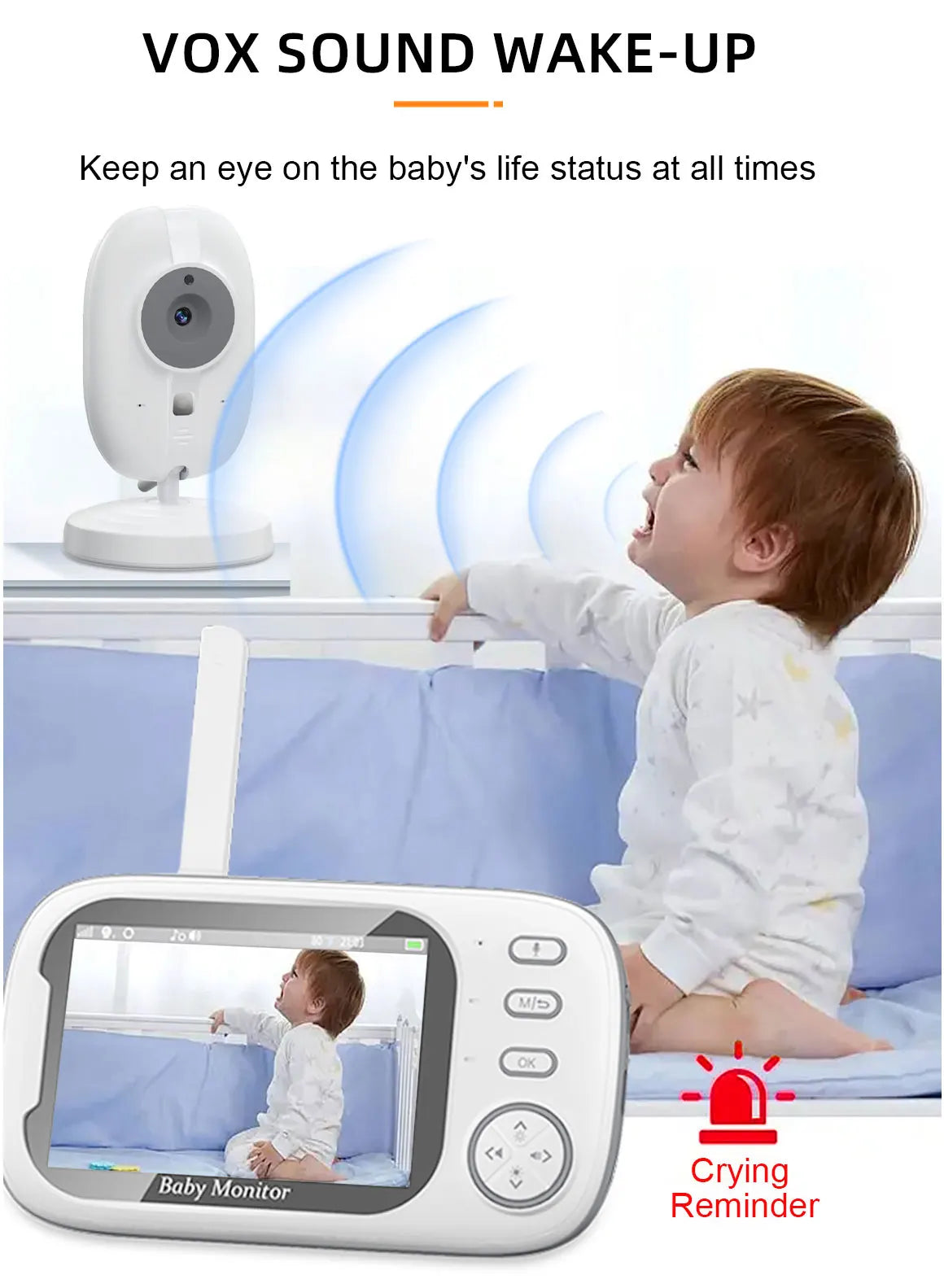 ABM600 Baby Monitor 3.5 Inch Baby Monitor Camera LCD 2.4G Mother Kid Two-way Audio Babysitter Surveillance Camera Video Radio