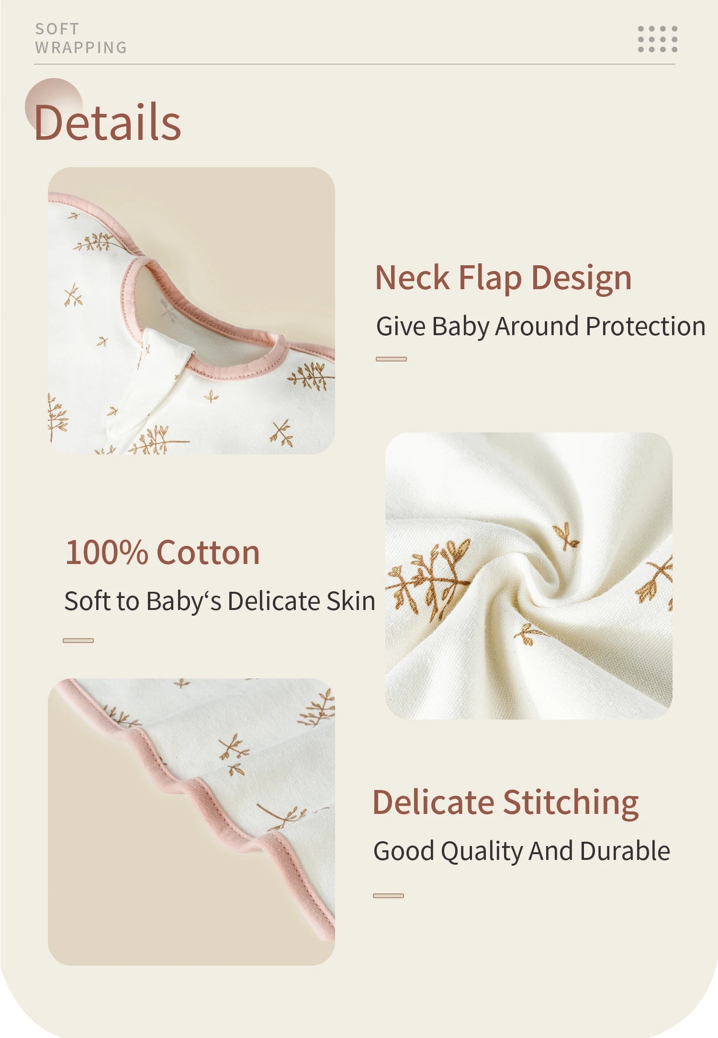 INSULAR Baby Anti-kick Sleeping Bags Newborn Anti-shock Sleep Sacks Infant Soft Swaddle Blanket Wrap Clothes 100% Cotton