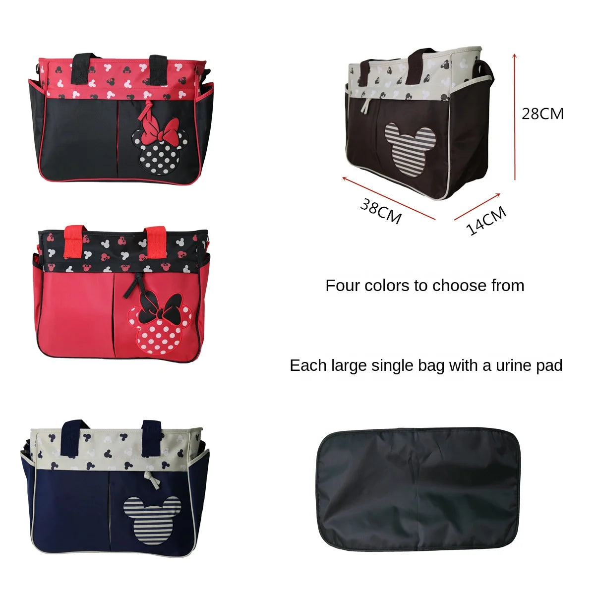 Disney Mickey New Diaper Bag Handbag Cartoon Cute Fashion 2-piece Baby Bag Large Capacity Multi Functional Baby Diaper Bag