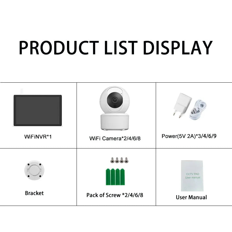 10.1 Inch IPS Screen 2CH Wireless NVR Kit iCsee APP PTZ IP Intercom Baby Monitor