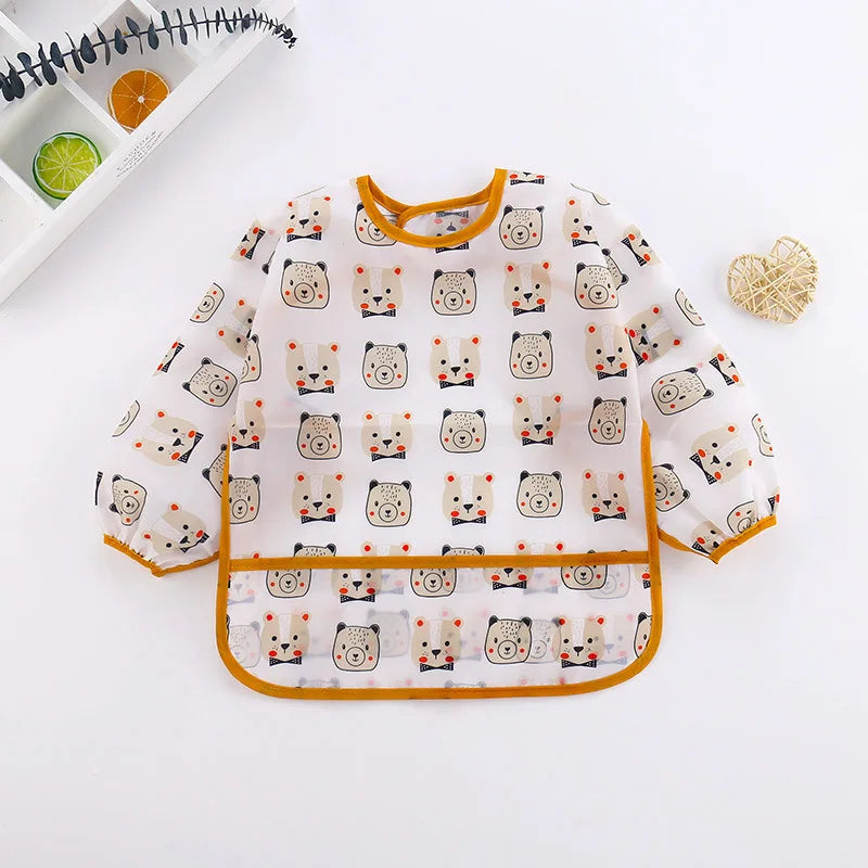 Baby Bibs New Cute Children Baby Stuff Toddler Waterproof Long Sleeve Art Smock Feeding Bib Apron for Kids 0-6 Years Dropshiping