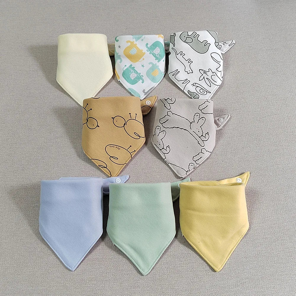 8 Pieces Baby Bibs Bandana Triangle Cotton Soft Infant Feeding Burp Cloth Newborn Teething Slaiva Towel Boy Girl Accessories