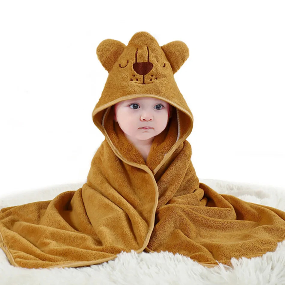 Children Cartoon Animal Bath Towel Soft Newborn Hooded Towel Blanket Toddler Bathrobe Warmth  Sleeping Swaddle Wrap