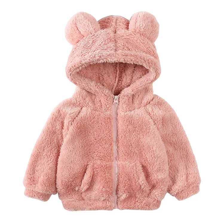 Thicken Warm Girls Winter Coat Cartoon Long Sleeve Hooded Coat for Girls Fashion Solid Color Kids Coat 1-6 Years