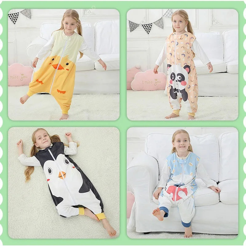 Children's Day Cartoon Baby Sleeping Bag Sack Sleeveless Winter Wearable Blanket Sleepers Sleepwear Pajamas For Girl Boy 1-6T