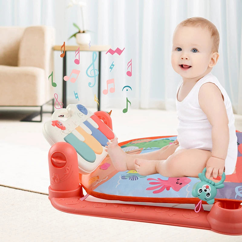 Baby Gyms Play Mats Musical Activity Center Kick Piano Tummy Time Padded Early Education Toys for Newborn Toddler Infants Gifts