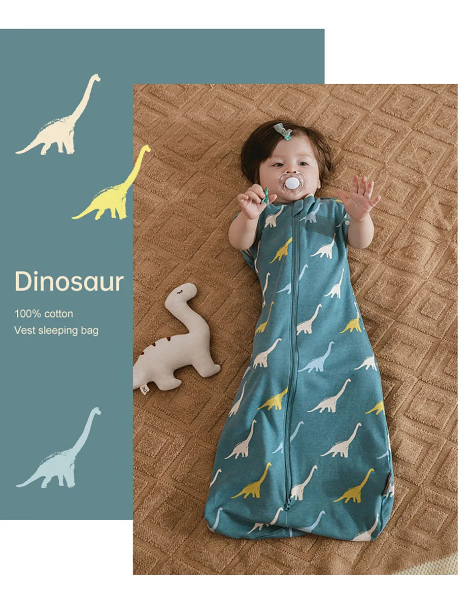 Baby Sleeping Bag Newborn Baby Swaddle Sleeveless Sleep Sack Summer Thin 100% Cotton Soft 2-Ways Zipper Diaper Changing Bag