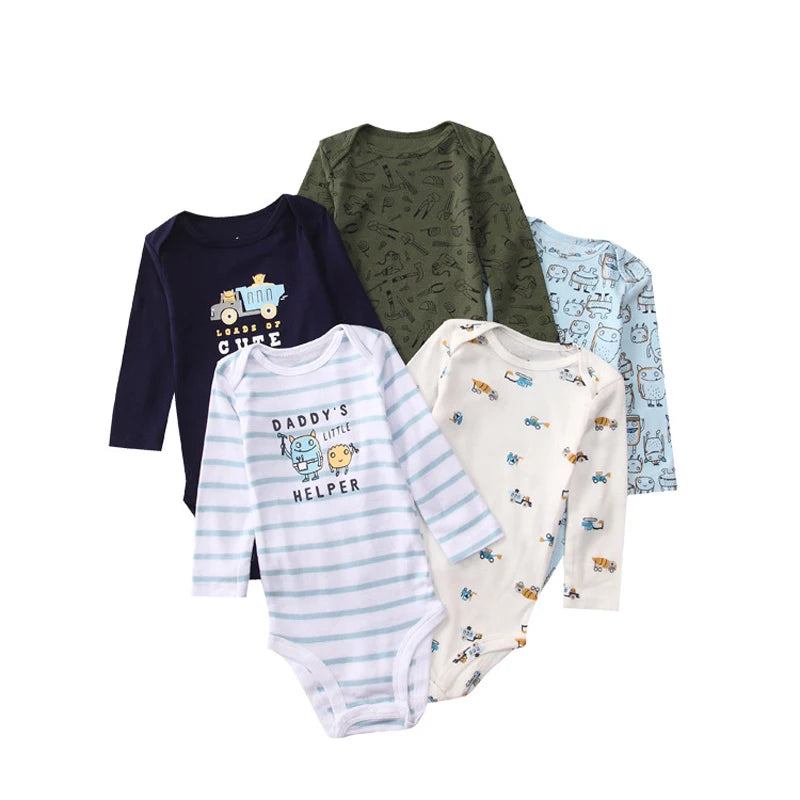 IYEAL Baby Boys Girls Bodysuits 5PCS/lot Long Sleeve 100% Cotton Babies Clothes 0-24 Months Newborn Body Bebe Jumpsuit Clothing