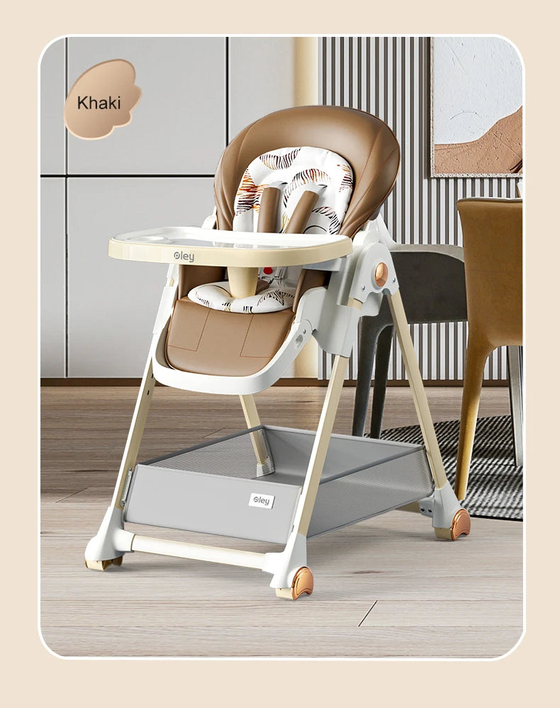 Luxury Baby High Chair with Removable Seat and Tray Adjustable Height Baby Feeding Chair Assembly-free dining chair