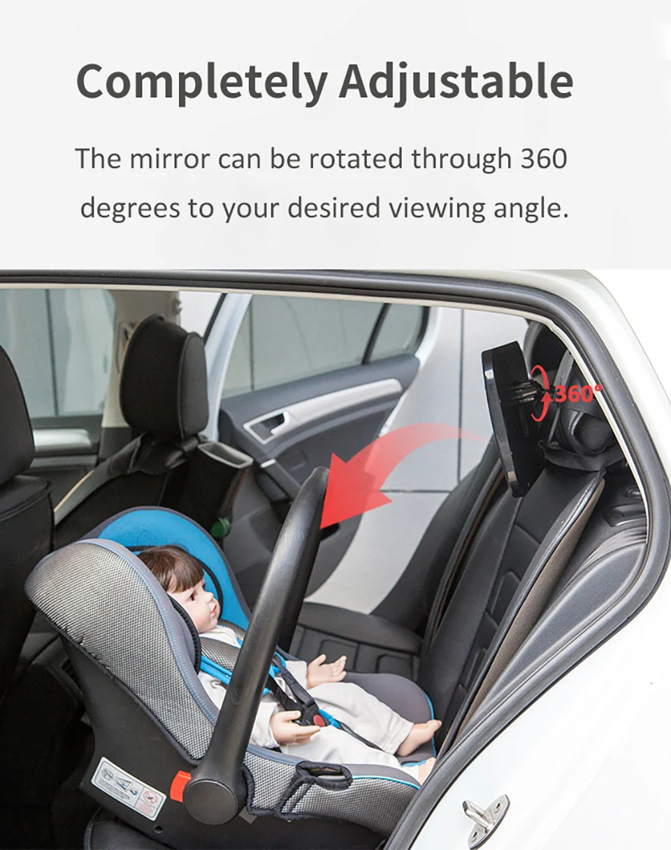 Baby Car Mirror Adjustable Safety Car Seat Mirror Rear Facing Kid Monitor Crystal Clear View 360 Rotation Rear Row Safety Mirror