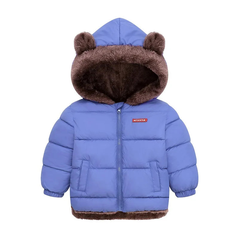 Baby Boys Girls Thick Jackets Winter Hooded Cotton Outerwear Children's Cashmere Padded Fleece Coat Kids Warm Snowsuit Clothes