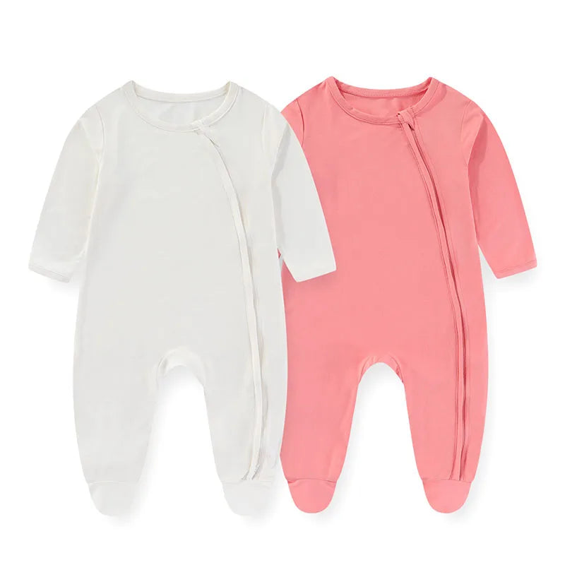 2-Piece Solid Baby Boy Girl Jumpsuits Newborn Onesies Four Seasons Infant Clothes