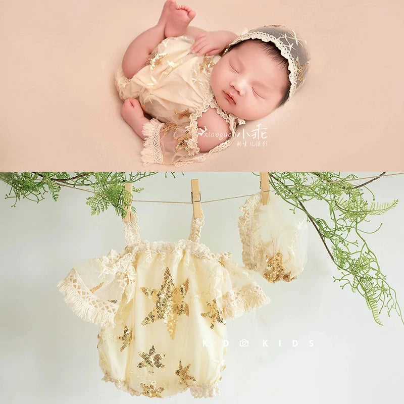 Baby Knitted Bear Clothing Cute Animal Jumpsuit Hat 2pcs/Set Soft Seahorse Newborn Photography Accessories