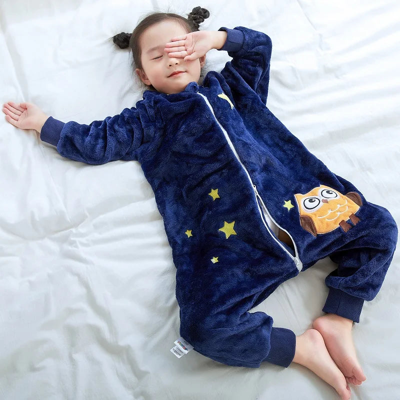 MICHLEY Baby Sleeping Bag Flannel Children Pajamas Warm Winter Clothes Toddler Sack Sleepsack Bedding For Girls Boys Kids 1-6T