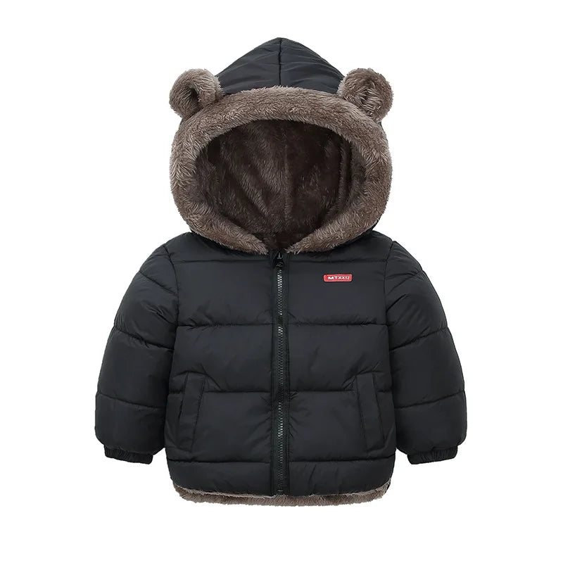 Baby Boys Girls Thick Jackets Winter Hooded Cotton Outerwear Children's Cashmere Padded Fleece Coat Kids Warm Snowsuit Clothes