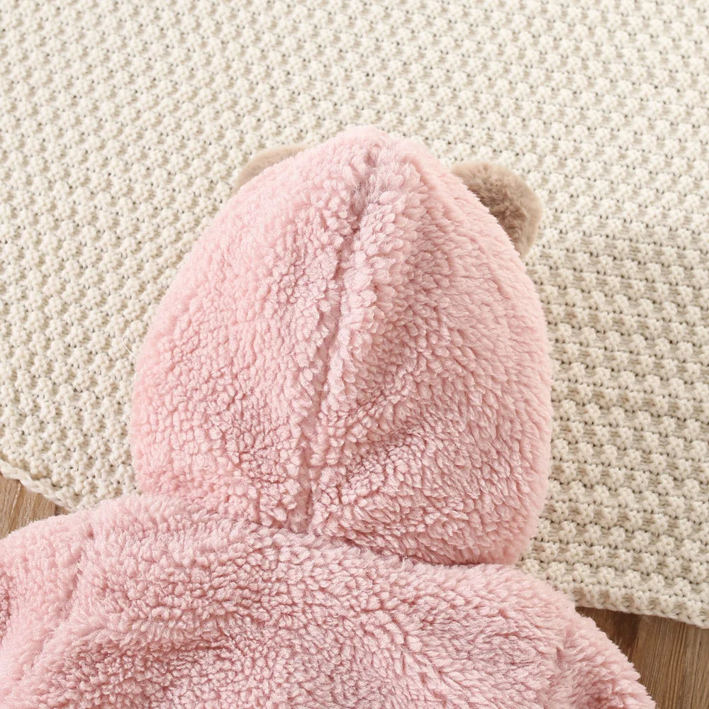 Winter Cute Baby Coat Children'S Artificial Fur Wool Hooded Cartoon Clothing Children'S Warm Solid Color Teddy Bear Sweater