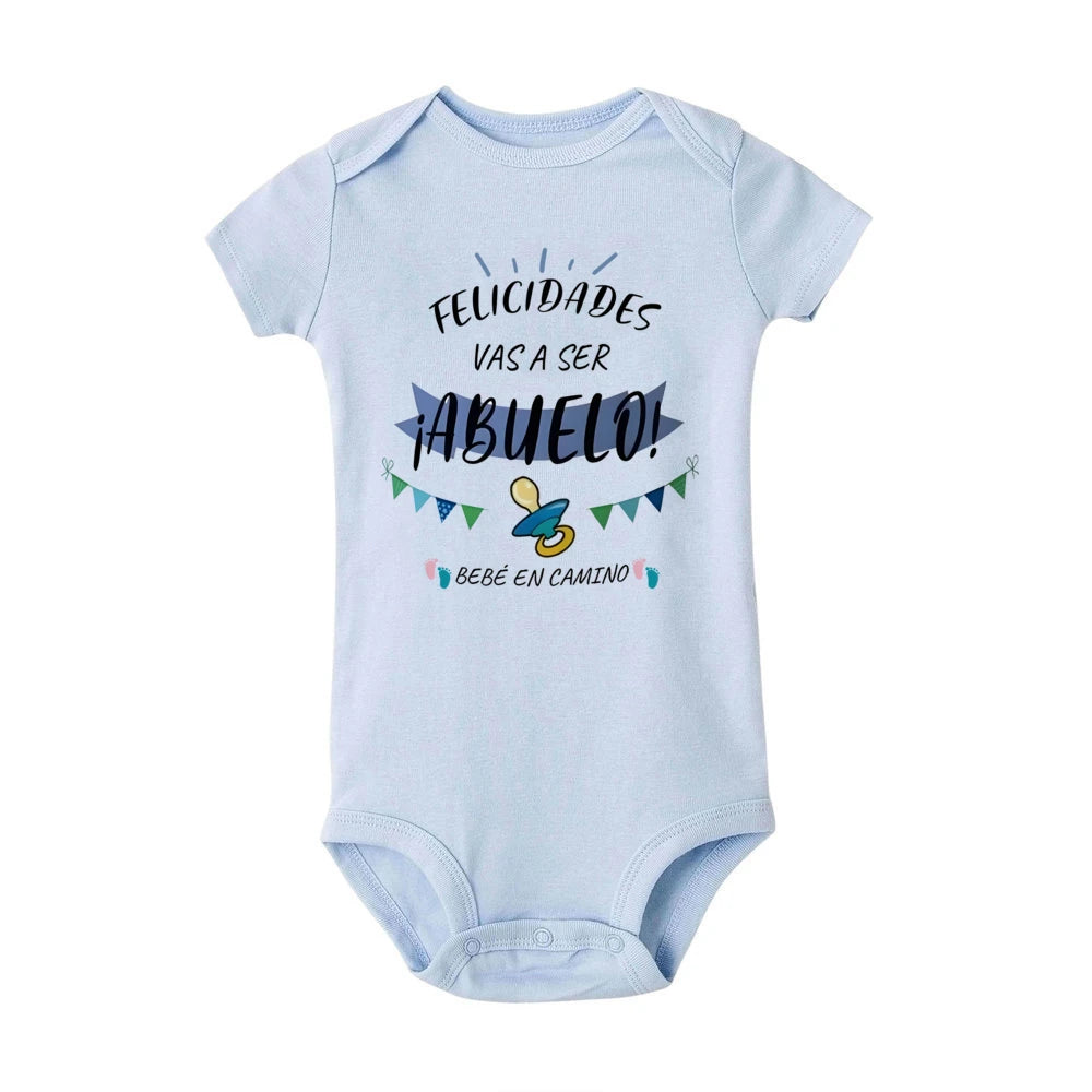 Congratulations on Becoming A Grandma Grandpa Print Bodysuit Pregnancy Announcement Clothes Baby Reveal Romper for Grandparents