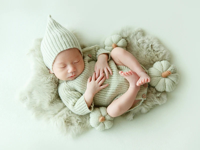 Newborn Photography Accessories Baby Blankets Natural Rabbit Fur Rug Infant Shoot Prop Soft Basket Filler Studio Photo Props