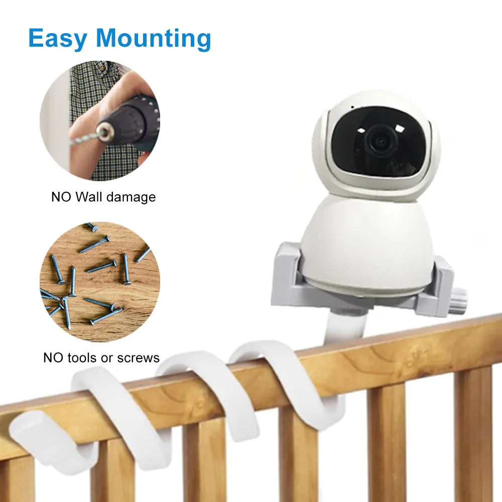 New Universal Baby Monitor Holder White Flexible Silicon Baby Camera Bracket Crib Cradle Rod Hose Holder Flexible Twist Mounting