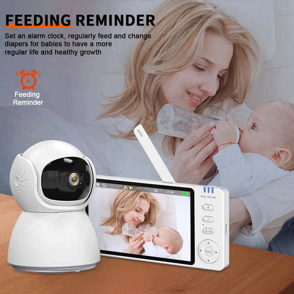 5"IPS Video Baby Monitor With Pan Tilt Child Camera Wireless 2-Way Audio Night Vision Security Babysitter VOX Wake Up USB Charge