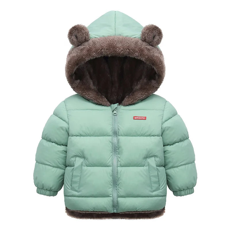 Baby Boys Girls Thick Jackets Winter Hooded Cotton Outerwear Children's Cashmere Padded Fleece Coat Kids Warm Snowsuit Clothes