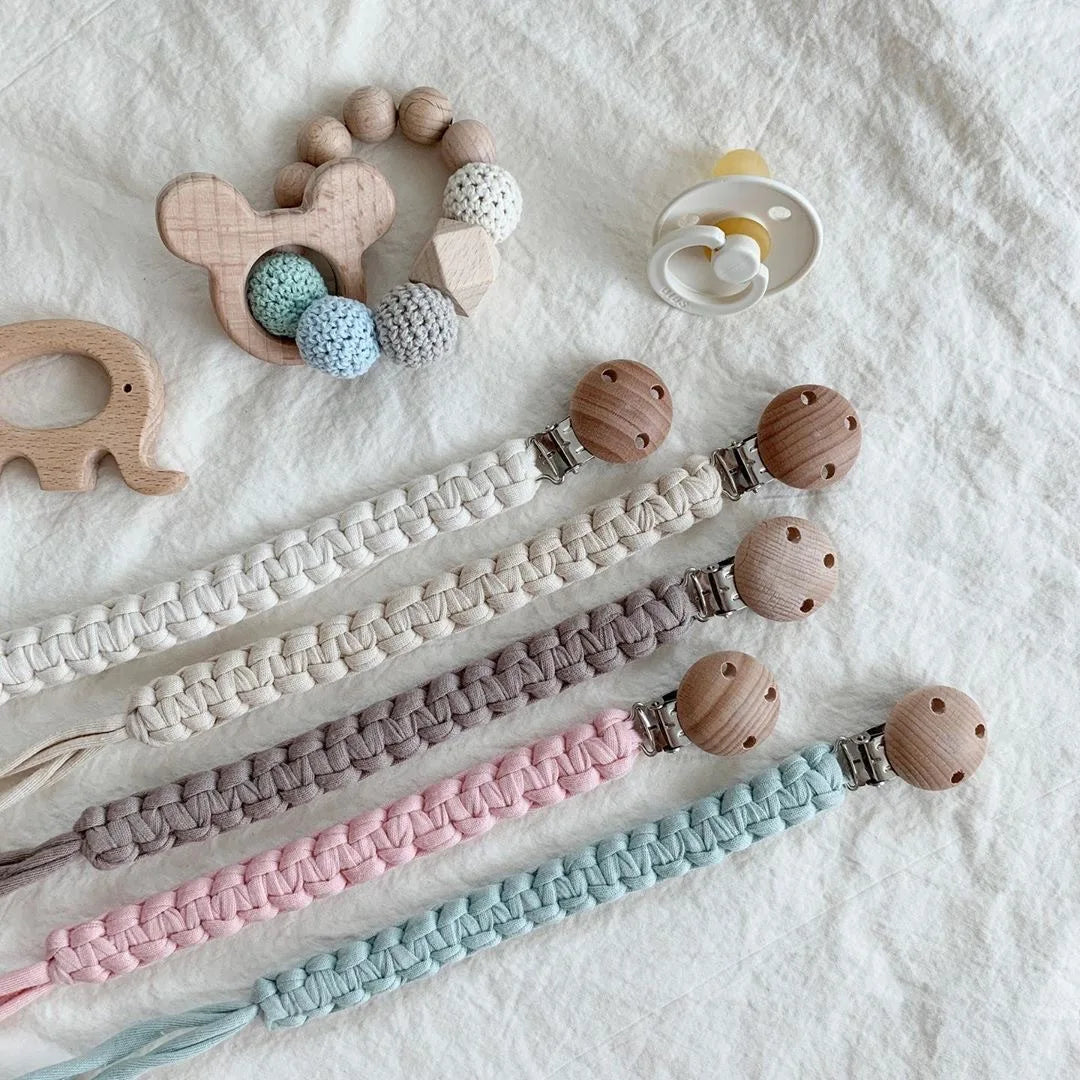 Baby Pacifier Clips Chain Handmade Crochet Newborn Anti-drop Soother Chains Nipple Dummy Holder Clip