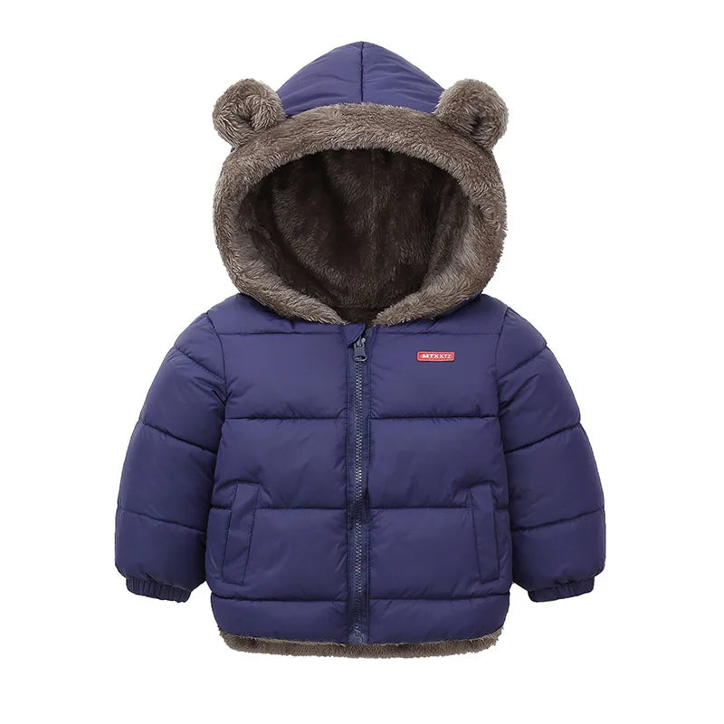 Baby Boys Girls Thick Jackets Winter Hooded Cotton Outerwear Children's Cashmere Padded Fleece Coat Kids Warm Snowsuit Clothes