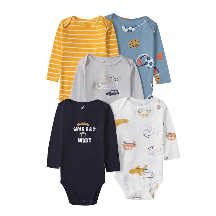 IYEAL 5PCS/lot Baby Boys Clothing Girls Bodysuits Long Sleeve 100% Cotton Baby Clothes 0-24 Months Newborn Body Bebe Jumpsuit