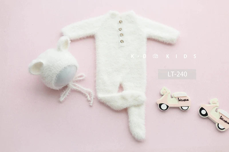 Baby Knitted Bear Clothing Cute Animal Jumpsuit Hat 2pcs/Set Soft Seahorse Newborn Photography Accessories