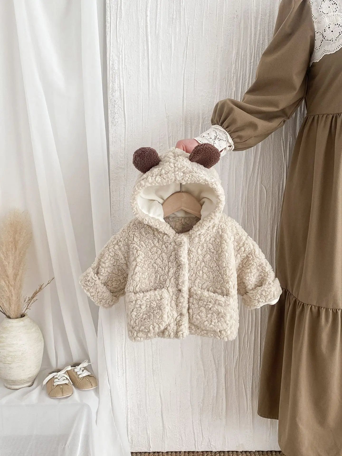 Baby Clothes 2024 Winter Toddler Boy Coat Bear Ear Hooded Infant Girls Plus Velvet Thick Warm Jackets