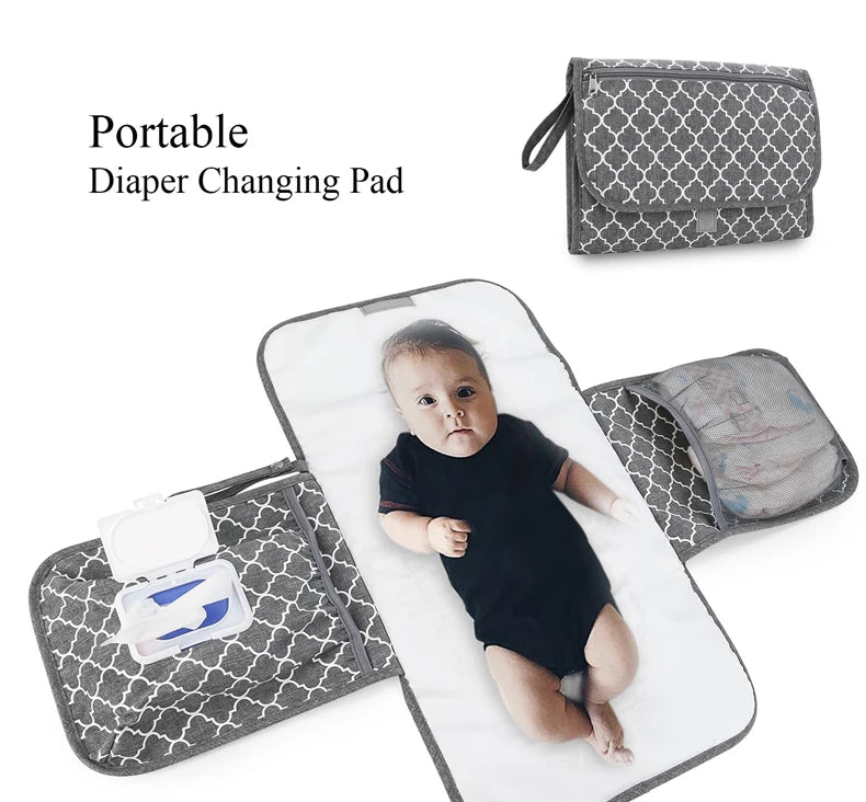 Portable Diaper Changing Pad, Portable Changing pad for Newborn Girl & boy - Baby Changing Pad with Smart Wipes Pocket