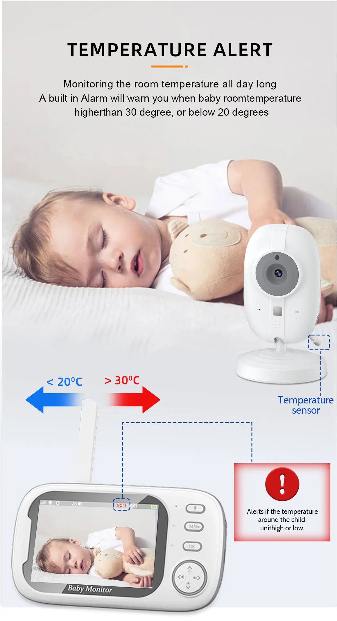 ABM600 Baby Monitor 3.5 Inch Baby Monitor Camera LCD 2.4G Mother Kid Two-way Audio Babysitter Surveillance Camera Video Radio