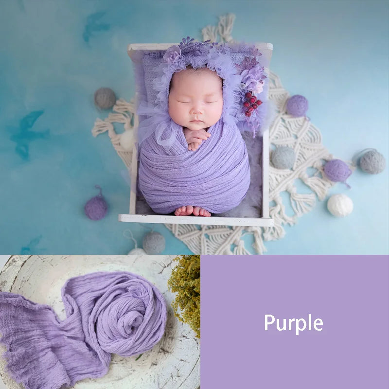 Newborn Photography Props Baby Swaddle Blanket Soft High Stretchable Wraps Cute Knitted Pom Poms Hat Headflower Baby Photo Props