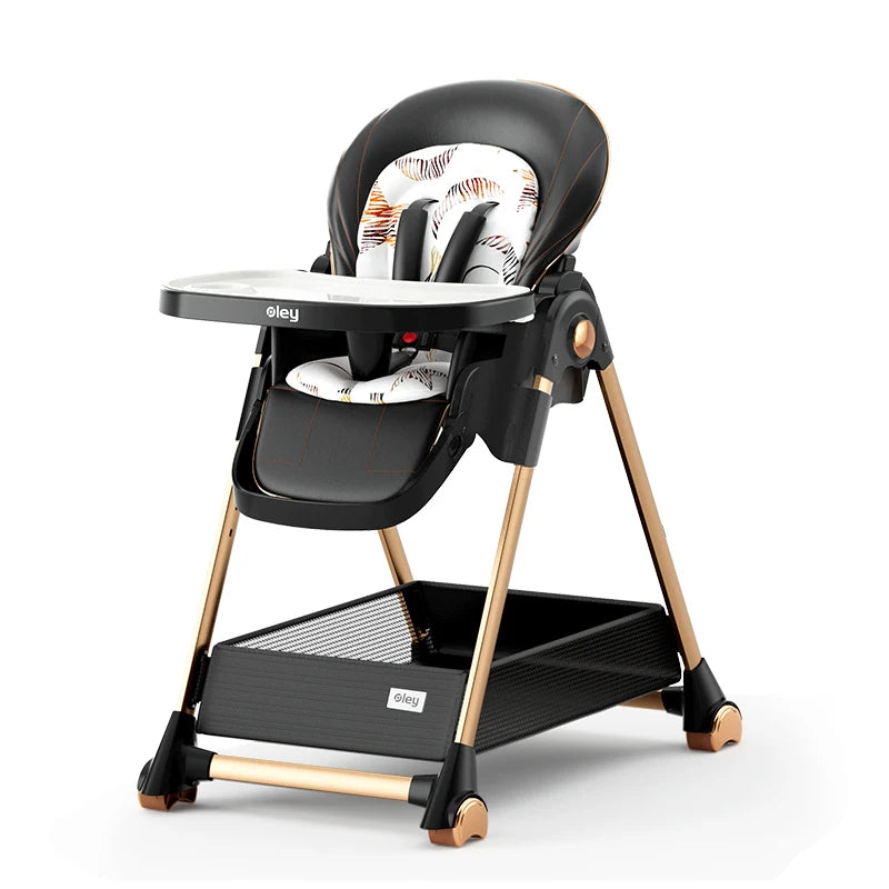 Luxury Baby High Chair with Removable Seat and Tray Adjustable Height Baby Feeding Chair Assembly-free dining chair