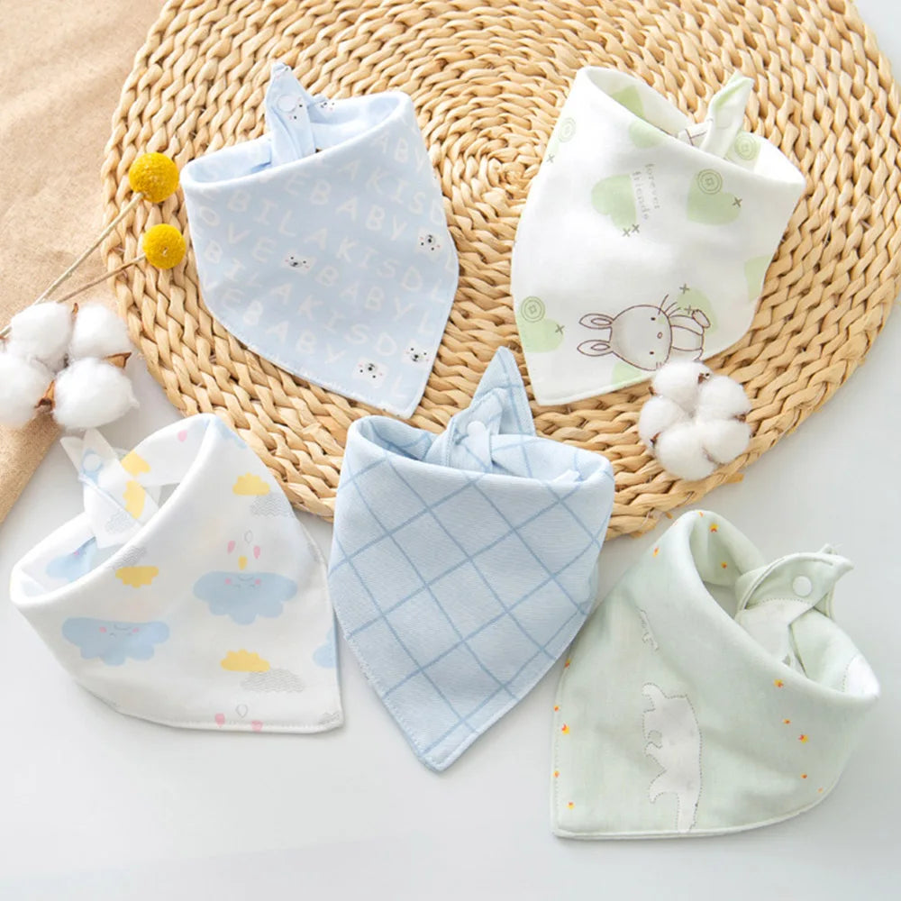 5 Pieces Baby Bandana Bibs Cotton Triangle Soft Saliva Towel Kids Feeding Burp Cloth Baby Boy Girl Newborn Stuff